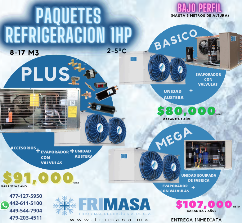 PAQUETES REFRIGERACION 1HP BAJO PERFIL
